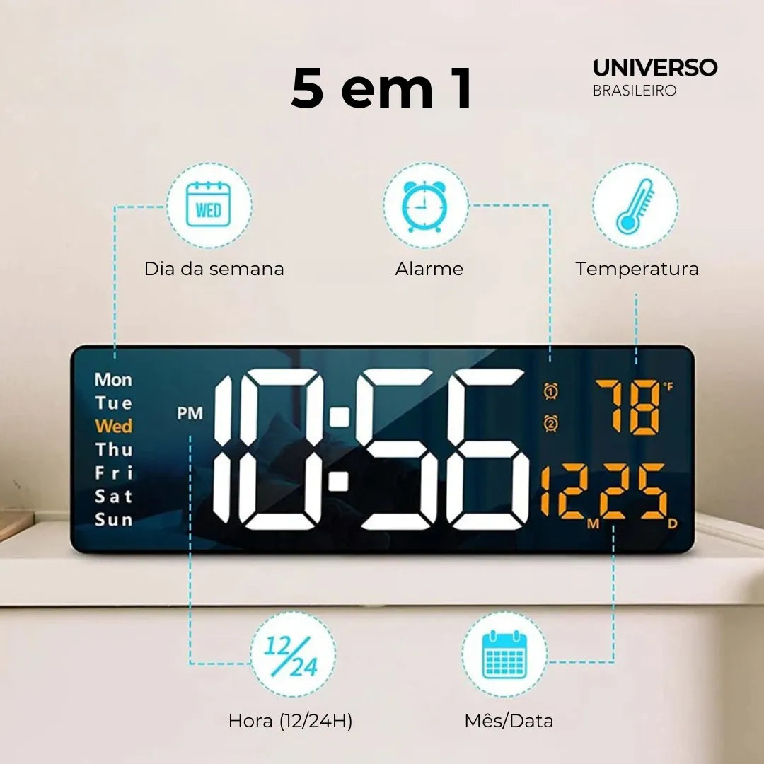 Relógio de Parede Digital LED - Minz