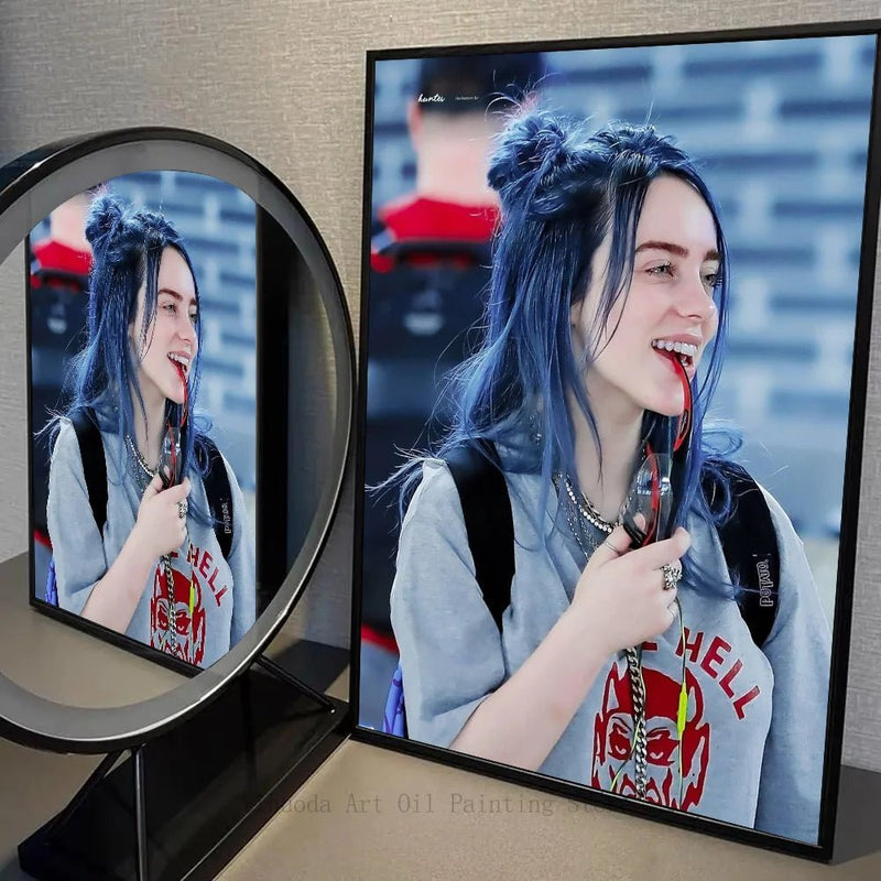 1 peça Billie Eilish pôster arte autoadesiva adesivo de papel à prova d'água café casa bar decoração de parede - Tudo Tem