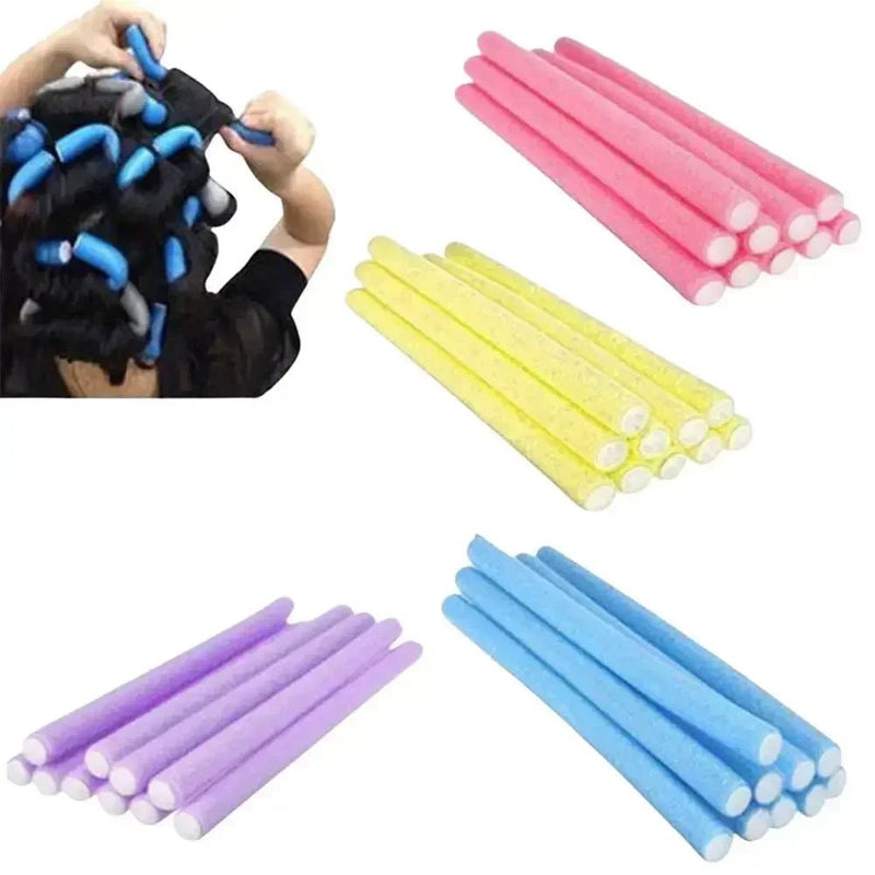 10 pçs modelador de cabelo sem calor sem calor rolos de cabelo cachos macios curling rod varas perm hastes onda formadores ferramentas de estilo de cabelo - Tudo Tem