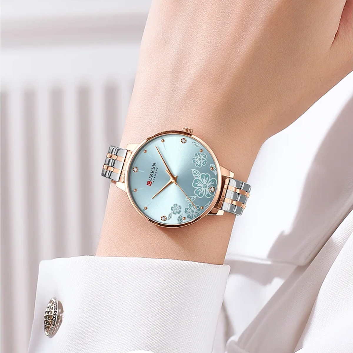 Relógio Feminino de Aço Fê Floral - Curren