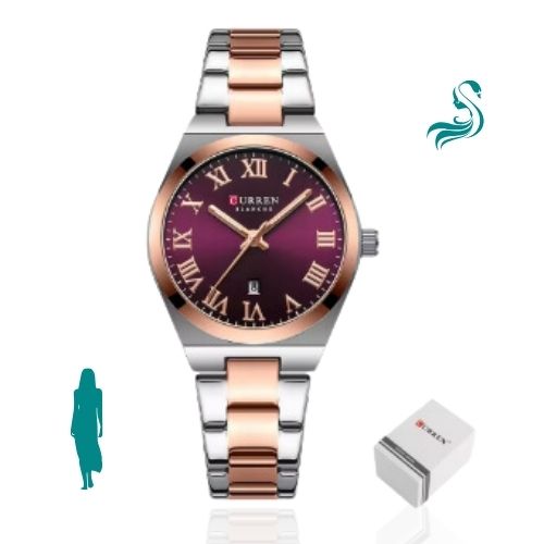 Relógio Feminino Vermelho Vinho de Aço - Curren 9095