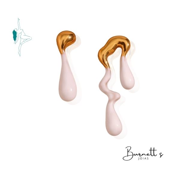Brincos Assimétricos Waterdrop em Esmalte