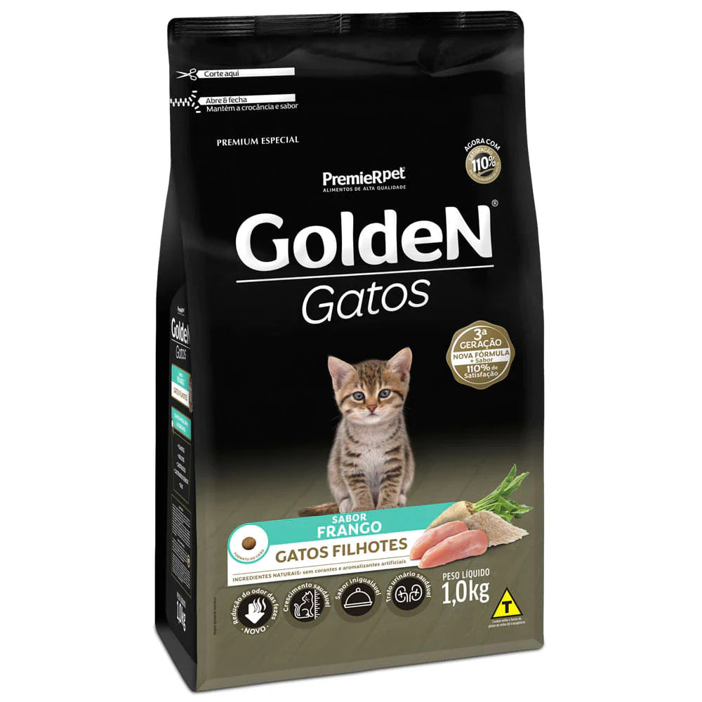 Ração Golden Gatos Filhotes Sabor Frango 1 KG