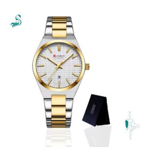 Relógio Feminino de Aço Dourado e Prata - Curren 8439L