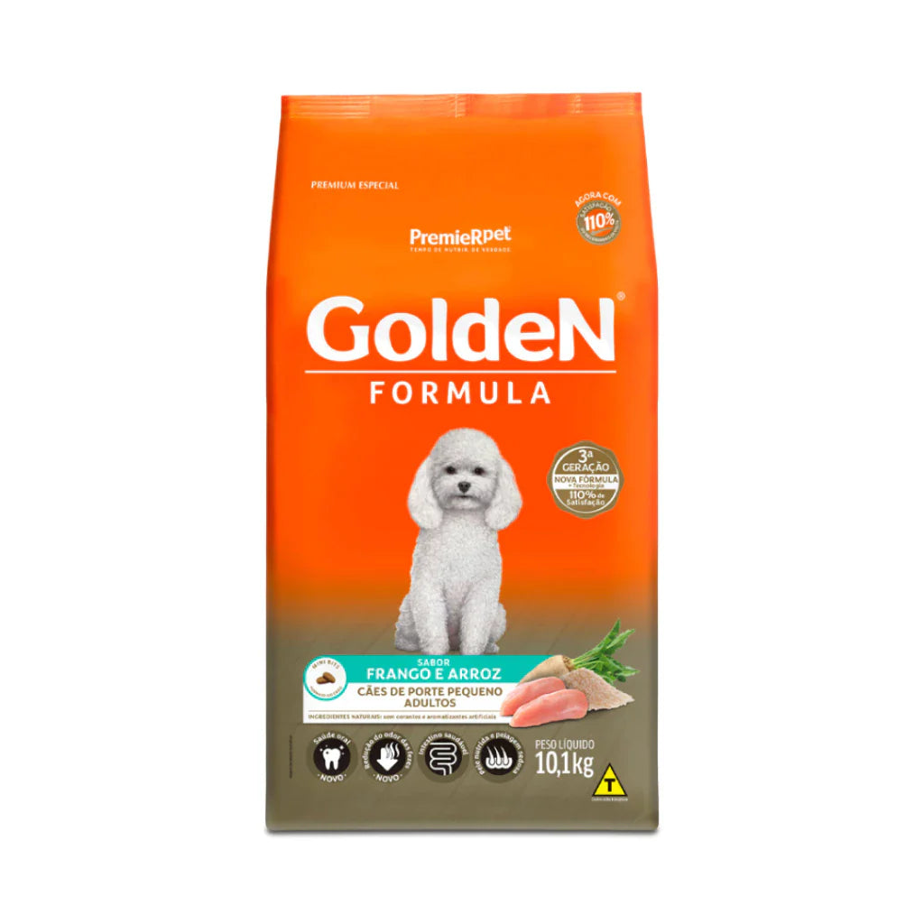 Ração Golden Cães Adultos Pequeno Porte Frango e Arroz 10,1kg