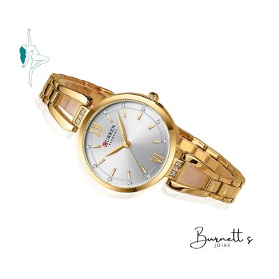 Relógio Feminino de Aço Dourado - Curren 9092 Elegance