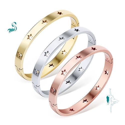 Pulseira Estrelada Burnetts Joias em Aço Inoxidável