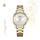 Relógio Feminino de Aço Dourado e Prata - Curren 9090