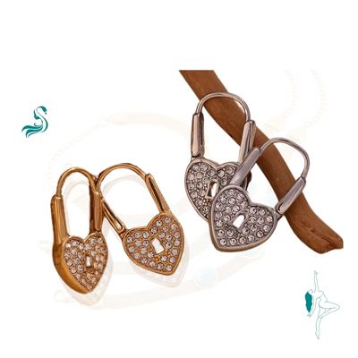 Brinco Argola Coração com Strass Banhado a Ouro 18k