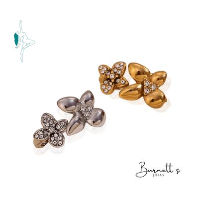 Anel Flor Assimétrico com Zircônia para Mulheres