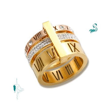 Anel Aro Triplo Algarismo Romano AveX Banhado em Ouro 18K