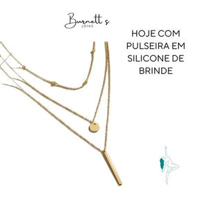 Colar Feminino de Prata 925 com Pingente Triplo Elegante