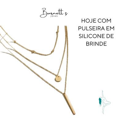 Colar Feminino de Prata 925 com Pingente Triplo Elegante