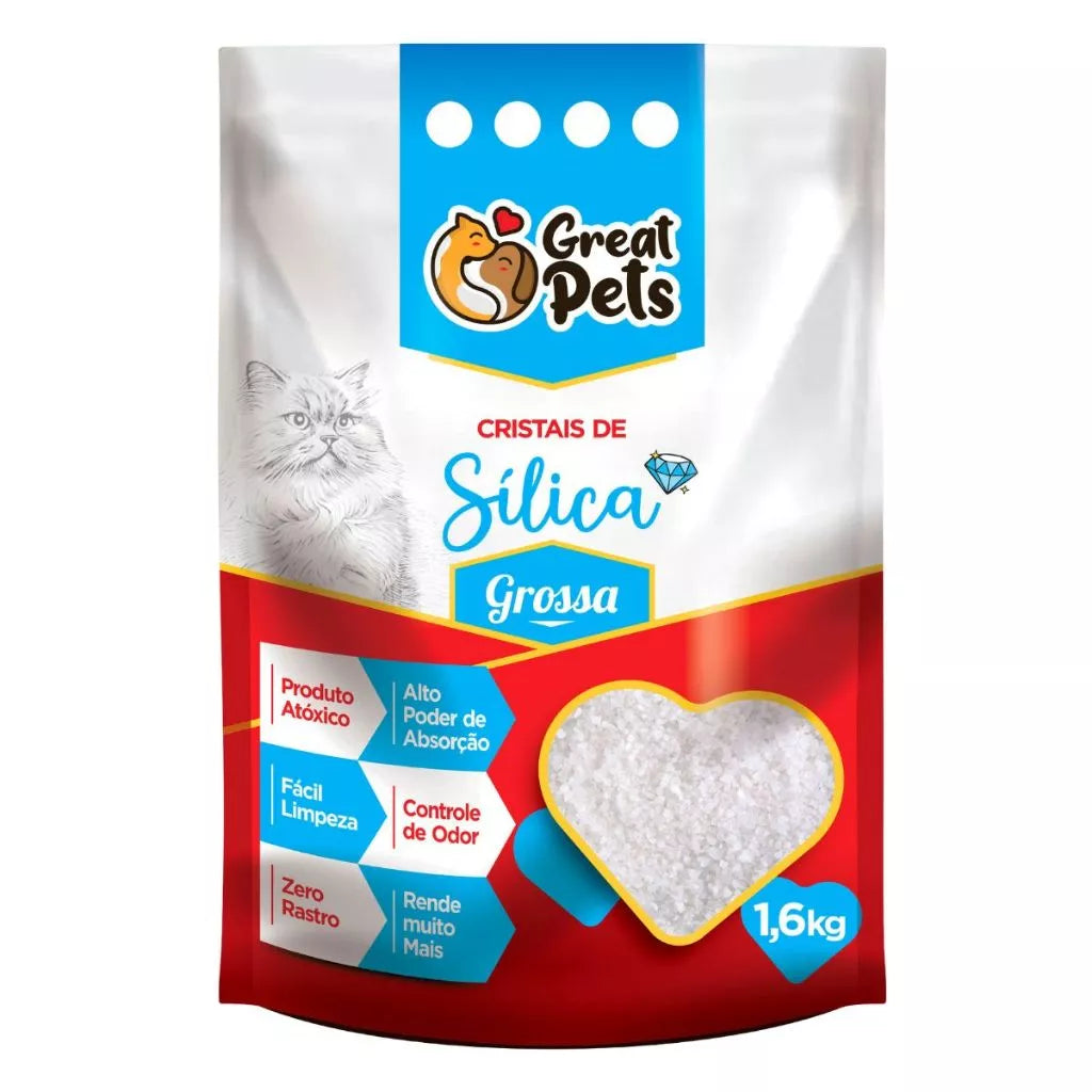 Areia Higiênica Sílica Grossa para Gatos | Sílica Great Pets 1.6Kg