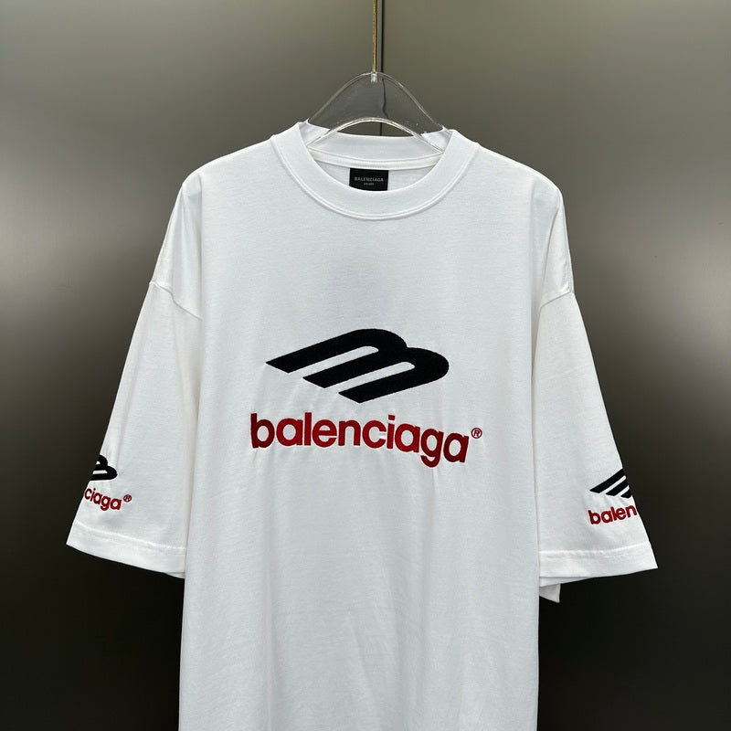 Camiseta Balenciaga Logo Embroidered Branca