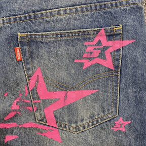 Calça Jeans Sp5der Pink Stars