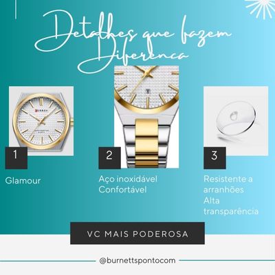 Relógio Feminino de Aço Dourado e Prata - Curren 8439L