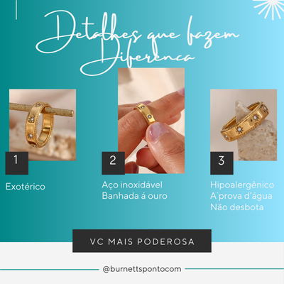 Anel Estrela de Zircão Banhado a Ouro 18K