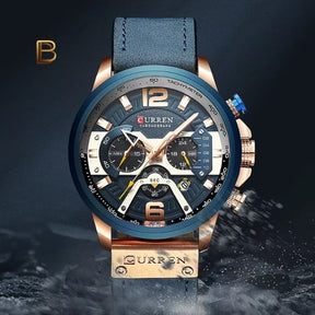 Relógio Masculino Curren Casual - Cronógrafo, Calendário Completo, Couro