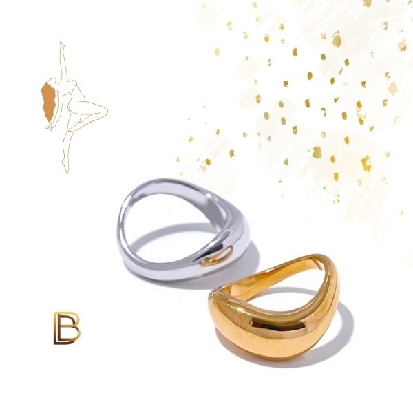 Anel Geométrico Minimalista TT em Aço Inoxidável 18K