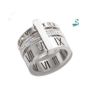 Anel Aro Triplo Algarismo Romano AveX Banhado em Ouro 18K