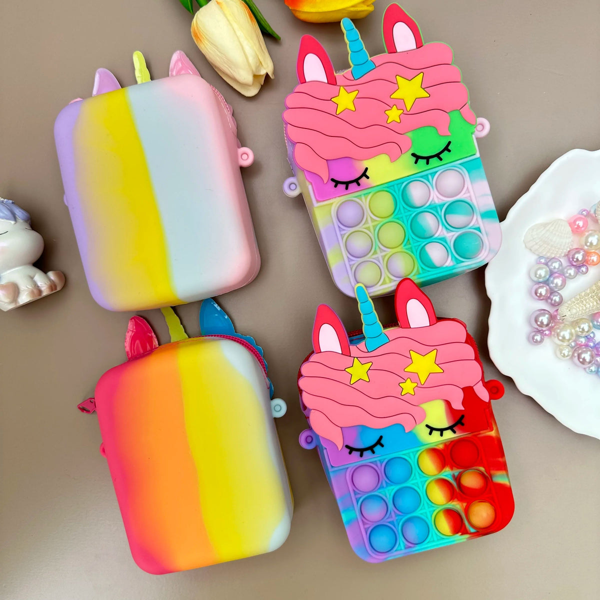 Pochete Unicórnio com Pop Fidget