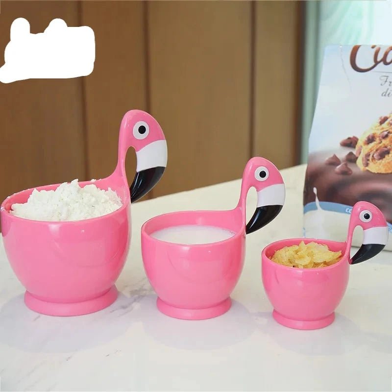 3 pçs/set Flamingo Copo De Medição Alça de Plástico Garantido BPA Livre Jarro Alça Ferramentas de Cozimento Utensílio de Cozinha 60ml/125ml/250ml - Tudo Tem