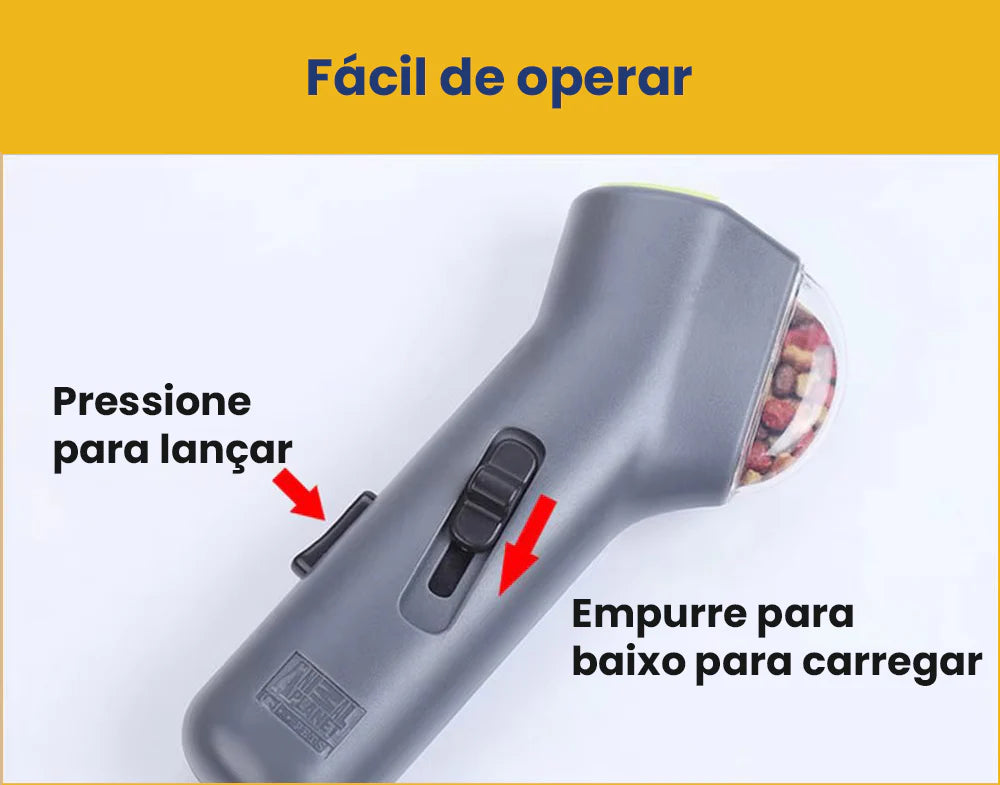 Brinqueddo lançador de Petiscos para Cachorro | Lançador Gunner™