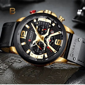 Relógio Masculino Curren Casual - Cronógrafo, Calendário Completo, Couro