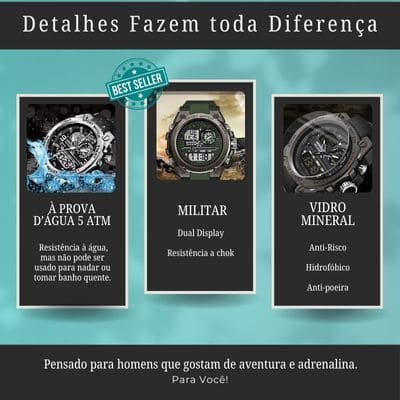 Relógio Militar Anti Shock Prova D'água Sanda