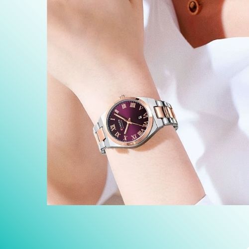 Relógio Feminino Vermelho Vinho de Aço - Curren 9095