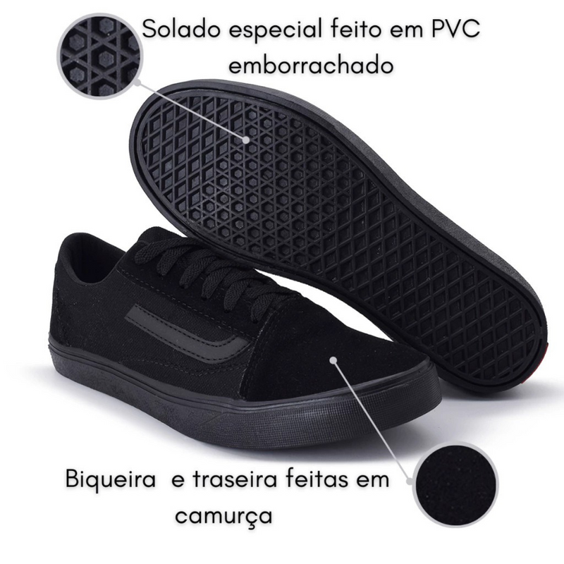 Kit Tênis VANS Skate Old Skool Black White e Allblack - Unissex - Sola Reta - Confortável