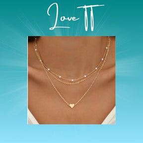 Conjunto de Colar de Pérolas Feminino Love TT - 14K Ouro - Elegância e Amor