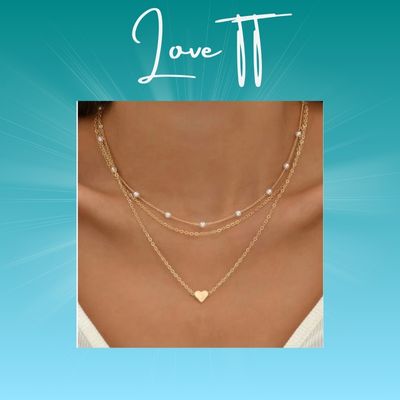 Conjunto de Colar de Pérolas Feminino Love TT - 14K Ouro - Elegância e Amor