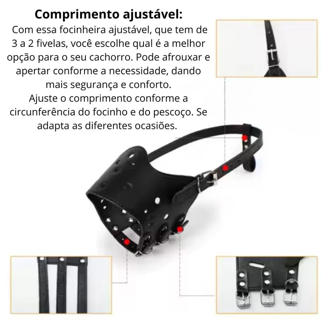 Focinheira para Cachorro Ajustável e Reforçada | Focinheira Corino™