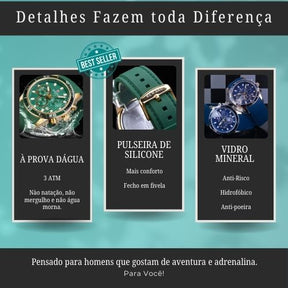 Relógio Casual Masculino Reward - Aço inoxidável