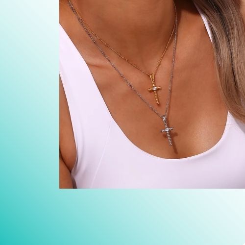 Colar Cruz Banhado a Ouro 18K com Zirconia