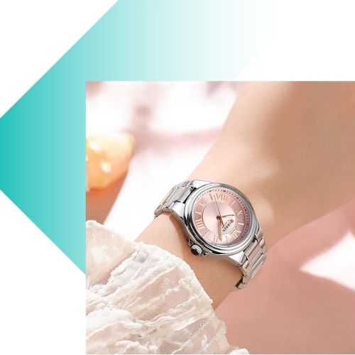 Relógio Feminino Rosa de Aço - Curren 9061B