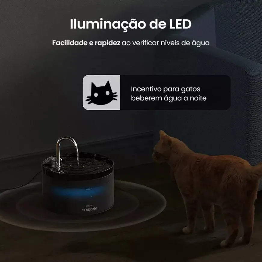 Fonte de Água para Gatos automática com LED | BlackFont™