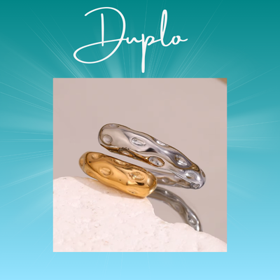 Anel Ajustável de Aço Inoxidável com Charme Duplo