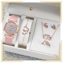 Kit Relógio Feminino + Pulseira + Brinco + Colar