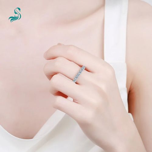 Anel Lolitta Moissanite - Prata 925, Banhado a Ouro Branco 18K