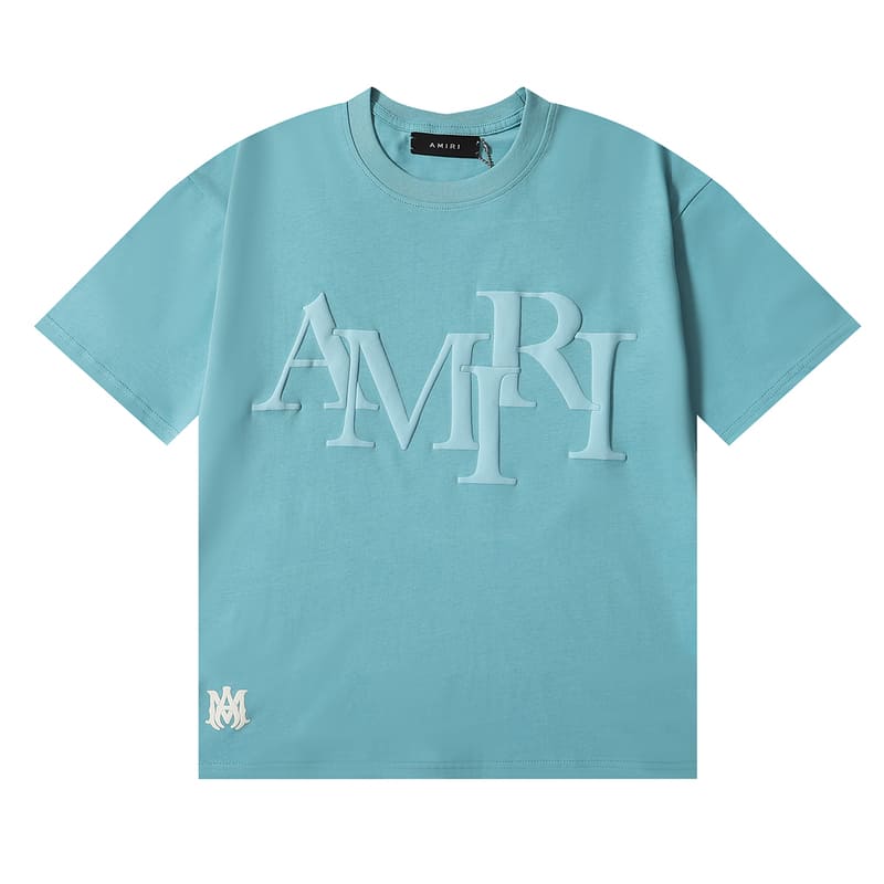 Camiseta Amiri Staggered Logo Azul