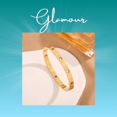 Pulseira Estrelada Burnetts Joias em Aço Inoxidável