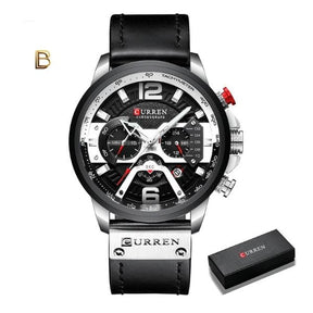 Relógio Masculino Curren Casual - Cronógrafo, Calendário Completo, Couro