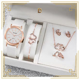 Kit Relógio Feminino + Pulseira + Brinco + Colar