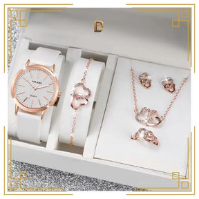 Kit Relógio Feminino + Pulseira + Brinco + Colar