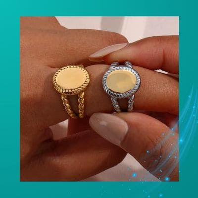 Anel Oval Torcido Banhado a Ouro para Mulheres