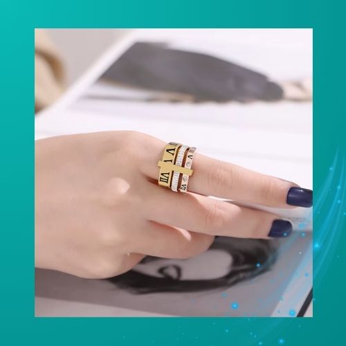 Anel Aro Triplo Algarismo Romano AveX Banhado em Ouro 18K