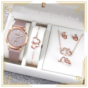 Kit Relógio Feminino + Pulseira + Brinco + Colar
